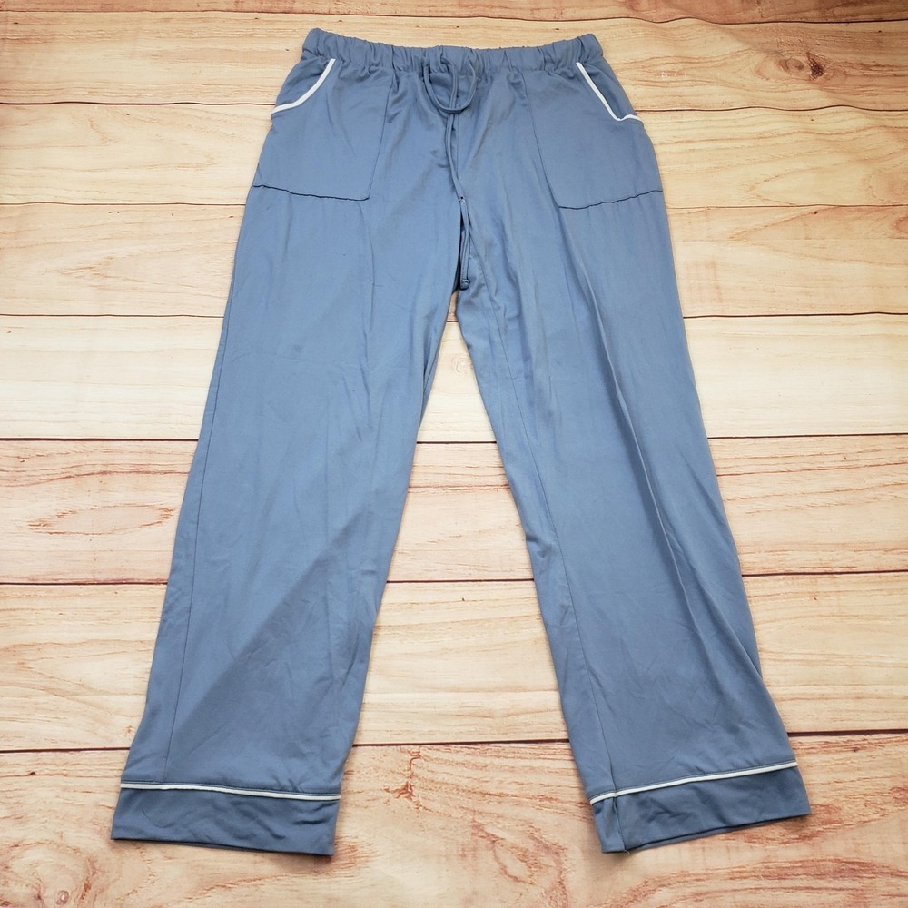 Lucky Brand‎ Pajama Pants Womens Large Blue Lounge Drawstring Pockets Piping